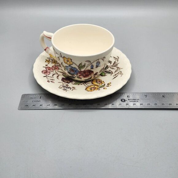 Vernon Kilns California May Flower Hand Painted Tea Cup & Saucer Set USA Garden - Picture 7 of 8